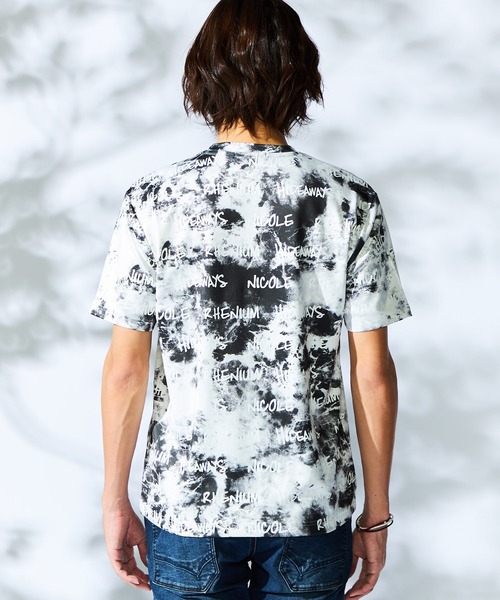 HIDEAWAYS NICOLE(ハイダウェイニコル)の「【WEB限定】ムラ柄ロゴプリント半袖Tシャツ(Tシャツ/カットソー・メンズ・ブラック/サックスブルー/オフホワイト/ピンク・MEDIUM/LARGE/X-LARGE)」の9枚目の写真