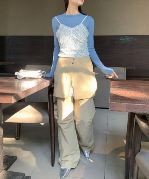 gossip！ロサンゼルス（ゴシップロサンゼルス）の「レースキャミソール レースインナーキャミワンピース 重ねストラップドレス 日常＆シンプル（キャミソール・レディース・オフホワイト・FREE）」の2枚目の写真