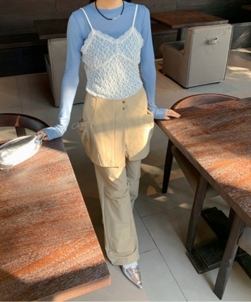 gossip！ロサンゼルス（ゴシップロサンゼルス）の「レースキャミソール レースインナーキャミワンピース 重ねストラップドレス 日常＆シンプル（キャミソール・レディース・オフホワイト・FREE）」の5枚目の写真