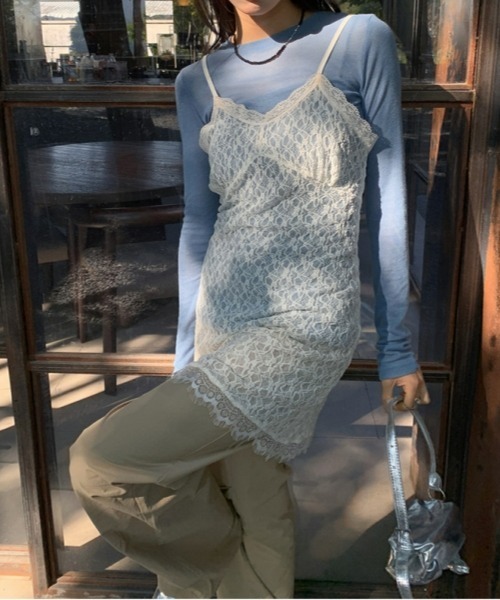 gossip！ロサンゼルス（ゴシップロサンゼルス）の「レースキャミソール レースインナーキャミワンピース 重ねストラップドレス 日常＆シンプル（キャミソール・レディース・オフホワイト・FREE）」の10枚目の写真