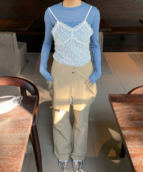 gossip！ロサンゼルス（ゴシップロサンゼルス）の「レースキャミソール レースインナーキャミワンピース 重ねストラップドレス 日常＆シンプル（キャミソール・レディース・オフホワイト・FREE）」の14枚目の写真