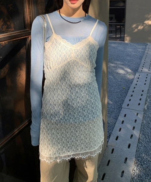 gossip！ロサンゼルス（ゴシップロサンゼルス）の「レースキャミソール レースインナーキャミワンピース 重ねストラップドレス 日常＆シンプル（キャミソール・レディース・オフホワイト・FREE）」の17枚目の写真