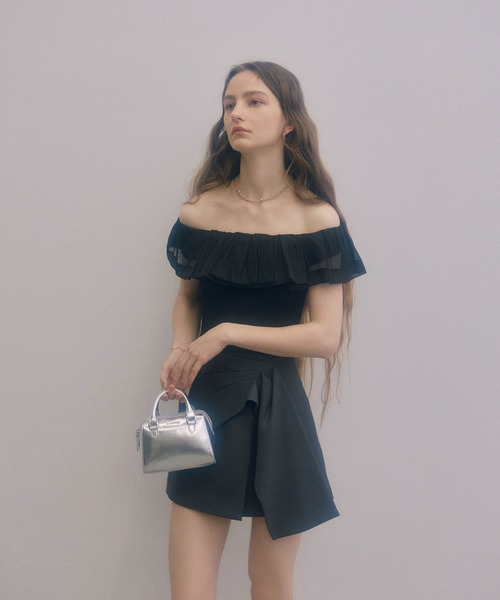 EIMY ISTOIRE（エイミーイストワール）の「プリーツシアードッキングニットトップス（ニット/セーター・レディース・ブラック/ホワイト/ブラック×ホワイト/ピンク・FREE）」の22枚目の写真