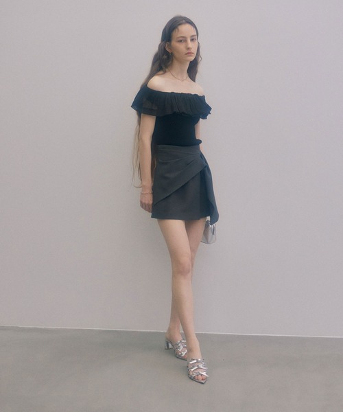 EIMY ISTOIRE（エイミーイストワール）の「プリーツシアードッキングニットトップス（ニット/セーター・レディース・ブラック/ホワイト/ブラック×ホワイト/ピンク・FREE）」の10枚目の写真