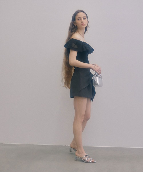 EIMY ISTOIRE（エイミーイストワール）の「プリーツシアードッキングニットトップス（ニット/セーター・レディース・ブラック/ホワイト/ブラック×ホワイト/ピンク・FREE）」の9枚目の写真