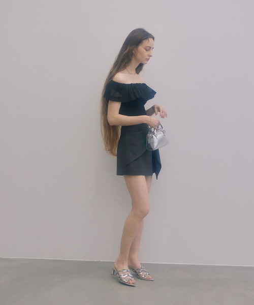 EIMY ISTOIRE（エイミーイストワール）の「プリーツシアードッキングニットトップス（ニット/セーター・レディース・ブラック/ホワイト/ブラック×ホワイト/ピンク・FREE）」の8枚目の写真