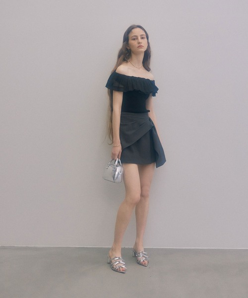 EIMY ISTOIRE（エイミーイストワール）の「プリーツシアードッキングニットトップス（ニット/セーター・レディース・ブラック/ホワイト/ブラック×ホワイト/ピンク・FREE）」の7枚目の写真