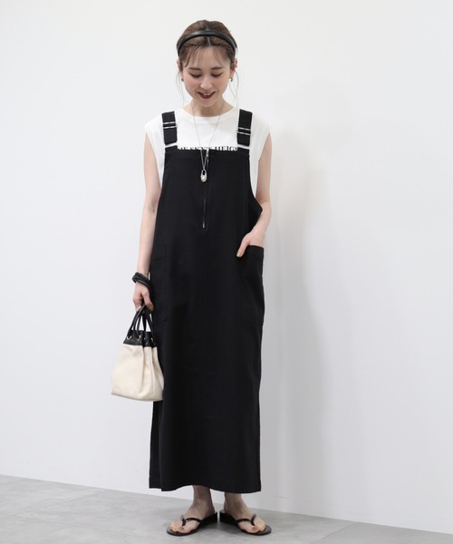 AMERICAN HOLIC（アメリカンホリック）の「リネンブレンドIラインジャンパースカート（ワンピース・レディース・ブラック・M/L）」の3枚目の写真