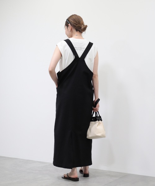 AMERICAN HOLIC（アメリカンホリック）の「リネンブレンドIラインジャンパースカート（ワンピース・レディース・ブラック・M/L）」の5枚目の写真