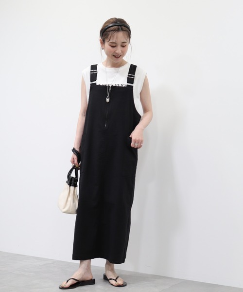 AMERICAN HOLIC（アメリカンホリック）の「リネンブレンドIラインジャンパースカート（ワンピース・レディース・ブラック・M/L）」の7枚目の写真