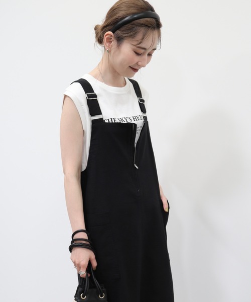 AMERICAN HOLIC（アメリカンホリック）の「リネンブレンドIラインジャンパースカート（ワンピース・レディース・ブラック・M/L）」の8枚目の写真