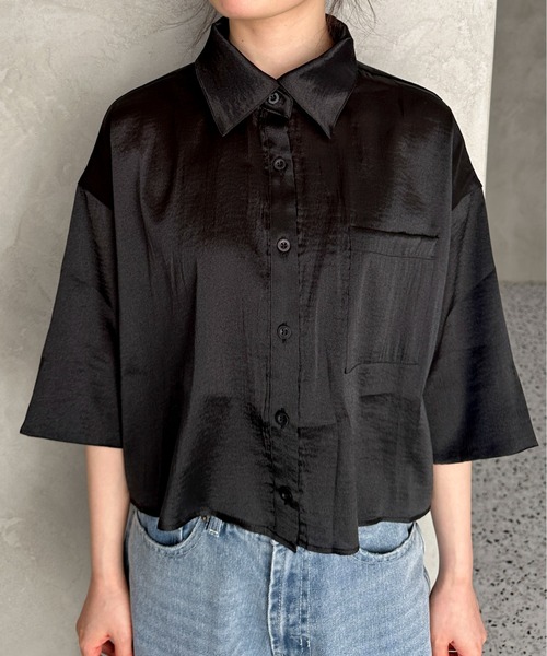 feepur（フェピュール）の「ボックスショートシアーシャツ（シャツ/ブラウス・レディース・ブラック/グリーン/アイボリー・MEDIUM）」の15枚目の写真