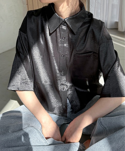 feepur（フェピュール）の「ボックスショートシアーシャツ（シャツ/ブラウス・レディース・ブラック/グリーン/アイボリー・MEDIUM）」の17枚目の写真