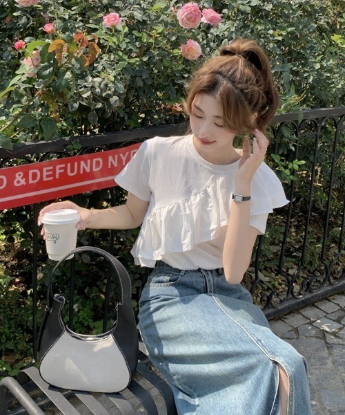 GEMEDA（ジェメダ）の「アシンメトリーフリルTシャツ（Tシャツ/カットソー・レディース・オフホワイト・M）」の7枚目の写真