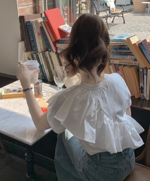 GEMEDA（ジェメダ）の「アシンメトリーフリルTシャツ（Tシャツ/カットソー・レディース・オフホワイト・M）」の10枚目の写真