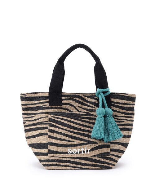 SHOO・LA・RUE（シューラルー）の「◆シーズンムード高まる フロントポケット ジュートランチトートバッグ（トートバッグ・レディース・ブラック/ライトパープル/ダークブラウン/オレンジ/イエロー/ブラック系・00）」の2枚目の写真