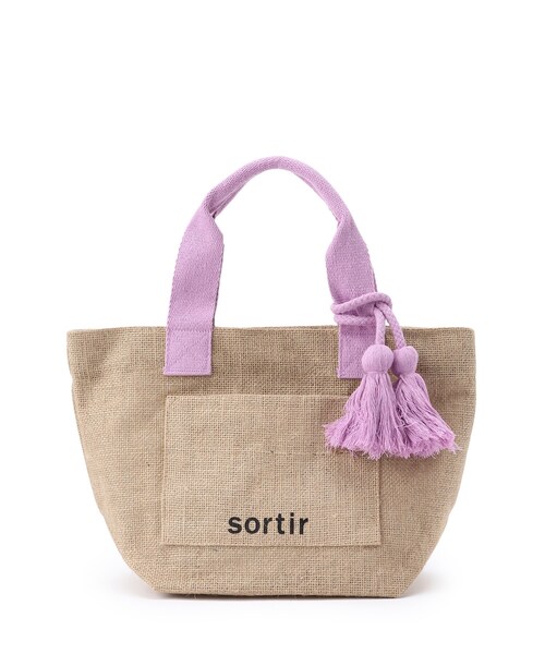 SHOO・LA・RUE（シューラルー）の「◆シーズンムード高まる フロントポケット ジュートランチトートバッグ（トートバッグ・レディース・ブラック/ライトパープル/ダークブラウン/オレンジ/イエロー/ブラック系・00）」の4枚目の写真