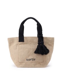 ◆シーズンムード高まる フロントポケット ジュートランチトートバッグ