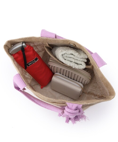 SHOO・LA・RUE（シューラルー）の「◆シーズンムード高まる フロントポケット ジュートランチトートバッグ（トートバッグ・レディース・ブラック/ライトパープル/ダークブラウン/オレンジ/イエロー/ブラック系・00）」の19枚目の写真