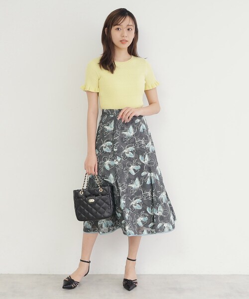 index(インデックス)の「◆フローラルプリントフレアスカート【洗濯機洗い可/防シワ】(スカート・レディース・サックスブルー系/アイボリー系/チャコール・40/38/36/42)」の10枚目の写真