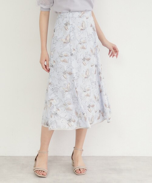 index(インデックス)の「◆フローラルプリントフレアスカート【洗濯機洗い可/防シワ】(スカート・レディース・サックスブルー系/アイボリー系/チャコール・40/38/36/42)」の14枚目の写真