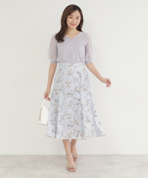 index(インデックス)の「◆フローラルプリントフレアスカート【洗濯機洗い可/防シワ】(スカート・レディース・サックスブルー系/アイボリー系/チャコール・40/38/36/42)」の15枚目の写真