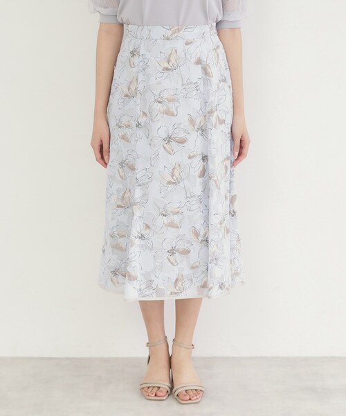 index(インデックス)の「◆フローラルプリントフレアスカート【洗濯機洗い可/防シワ】(スカート・レディース・サックスブルー系/アイボリー系/チャコール・40/38/36/42)」の19枚目の写真