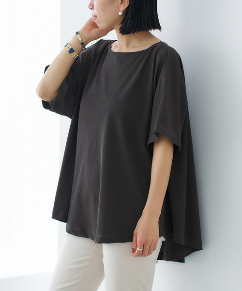 VERMEIL par iena（ヴェルメイユパーイエナ）の「ドルマンショートプルオーバー（Tシャツ/カットソー・レディース・ベージュ/ホワイト/チャコールグレー・FREE）」の4枚目の写真
