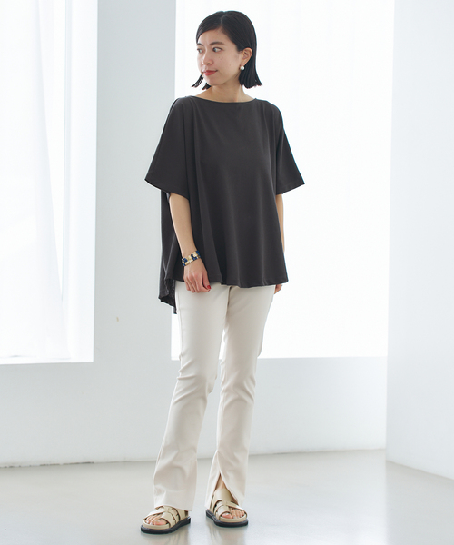 VERMEIL par iena（ヴェルメイユパーイエナ）の「ドルマンショートプルオーバー（Tシャツ/カットソー・レディース・ベージュ/ホワイト/チャコールグレー・FREE）」の6枚目の写真