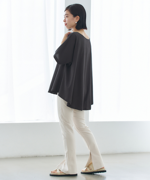 VERMEIL par iena（ヴェルメイユパーイエナ）の「ドルマンショートプルオーバー（Tシャツ/カットソー・レディース・ベージュ/ホワイト/チャコールグレー・FREE）」の7枚目の写真