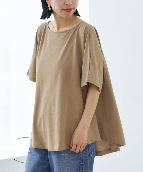 VERMEIL par iena（ヴェルメイユパーイエナ）の「ドルマンショートプルオーバー（Tシャツ/カットソー・レディース・ベージュ/ホワイト/チャコールグレー・FREE）」の16枚目の写真