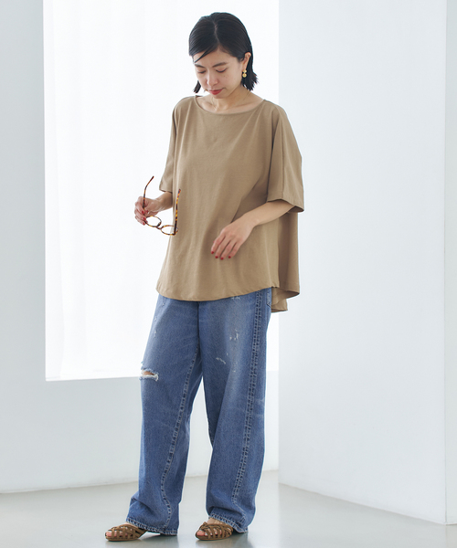 VERMEIL par iena（ヴェルメイユパーイエナ）の「ドルマンショートプルオーバー（Tシャツ/カットソー・レディース・ベージュ/ホワイト/チャコールグレー・FREE）」の19枚目の写真