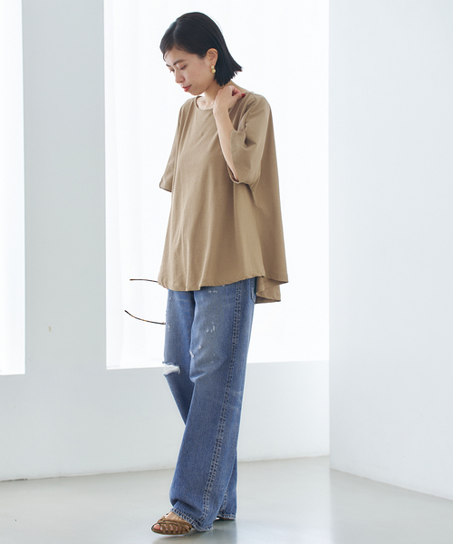 VERMEIL par iena（ヴェルメイユパーイエナ）の「ドルマンショートプルオーバー（Tシャツ/カットソー・レディース・ベージュ/ホワイト/チャコールグレー・FREE）」の20枚目の写真