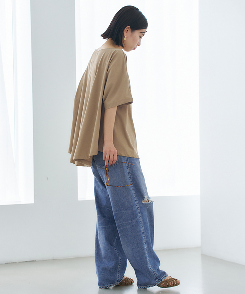 VERMEIL par iena（ヴェルメイユパーイエナ）の「ドルマンショートプルオーバー（Tシャツ/カットソー・レディース・ベージュ/ホワイト/チャコールグレー・FREE）」の22枚目の写真