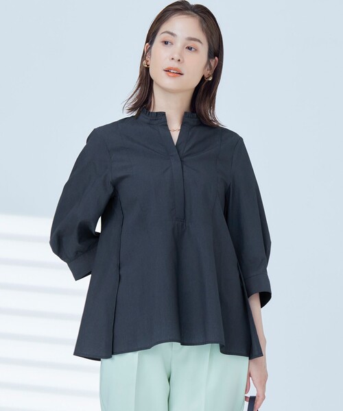 【セール】ナイロンレーヨン スキッパーブラウス（シャツ/ブラウス）｜組曲（クミキョク）