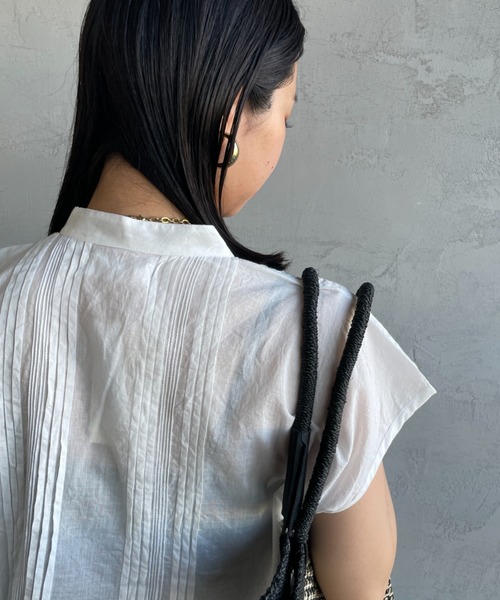 soil（ソイル）の「[SOIL/ソイル] バンドカラー ピンタックシャツブラウス（シャツ/ブラウス・レディース・オフホワイト/ブラック・1）」の18枚目の写真