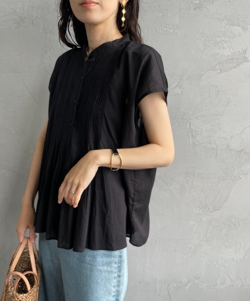 soil（ソイル）の「[SOIL/ソイル] バンドカラー ピンタックシャツブラウス（シャツ/ブラウス・レディース・オフホワイト/ブラック・1）」の19枚目の写真