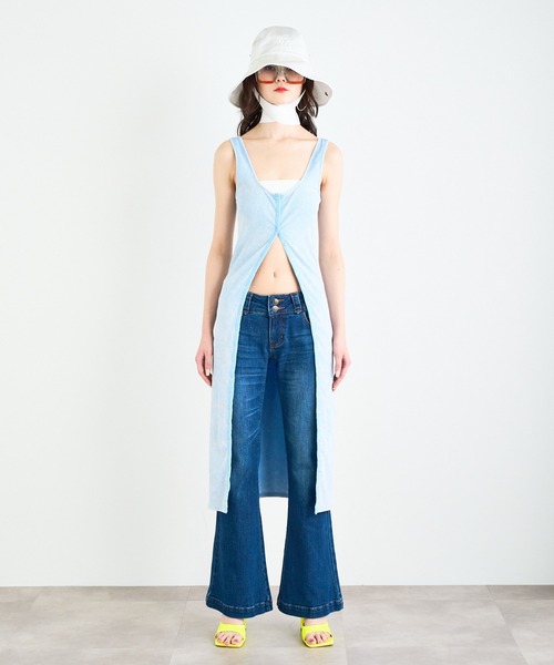 ANNA SUI NYC（アナ スイ エヌ ワイ シー）の「ANNA SUI NYC パウダーブリーチリングドットボタンタイトドレス（ワンピース・レディース・ブラック/パープル/ブルー・M/S）」の6枚目の写真