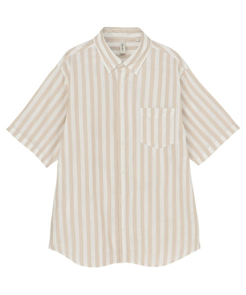 TOKYO SHIRTS(トウキョウシャツ)の「綿100% Wガーゼ ボタンダウン 半袖カジュアルシャツ(ポロシャツ・メンズ・ライトブラウン・LL/M/L)」の1枚目の写真