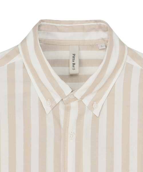 TOKYO SHIRTS(トウキョウシャツ)の「綿100% Wガーゼ ボタンダウン 半袖カジュアルシャツ(ポロシャツ・メンズ・ライトブラウン・LL/M/L)」の3枚目の写真