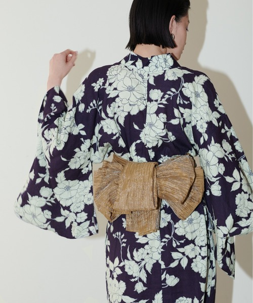 LARUTA（ラルータ）の「【LARUTA】ラメしわ兵児帯（和装小物・レディース・ブラック/ネイビー/マスタード/ブラウン/レッド/グリーン・FREE）」の15枚目の写真