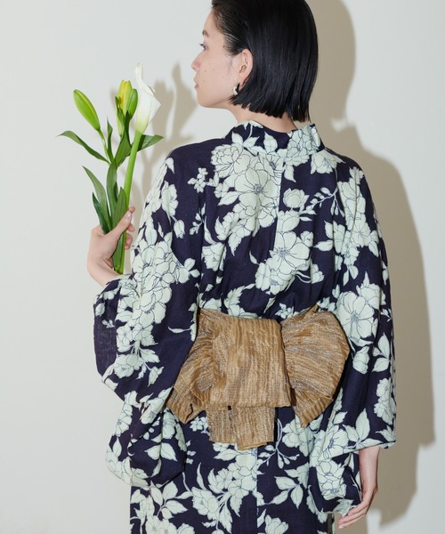 LARUTA（ラルータ）の「【LARUTA】ラメしわ兵児帯（和装小物・レディース・ブラック/ネイビー/マスタード/ブラウン/レッド/グリーン・FREE）」の14枚目の写真