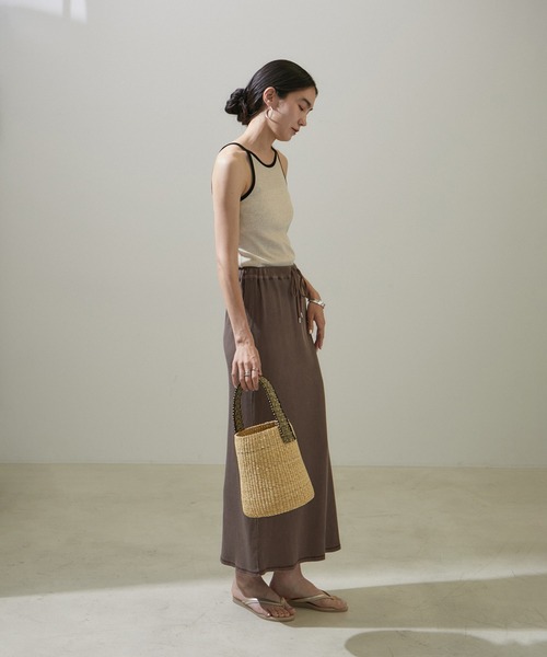 SALON adam et rope'（サロン アダム エ ロペ）の「ニャリガワンハンドルバスケット丸底/ドットナチュラル黒（かごバッグ・レディース・ベージュ・FREE）」の11枚目の写真