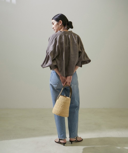 SALON adam et rope'（サロン アダム エ ロペ）の「ニャリガワンハンドルバスケット丸底/ドットナチュラル黒（かごバッグ・レディース・ベージュ・FREE）」の13枚目の写真