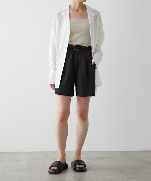 earthy（アーシー）の「【撥水/UVカット】シアーナイロンオーバーシャツ（シャツ/ブラウス・レディース・ブラック/オフホワイト・FREE）」の6枚目の写真