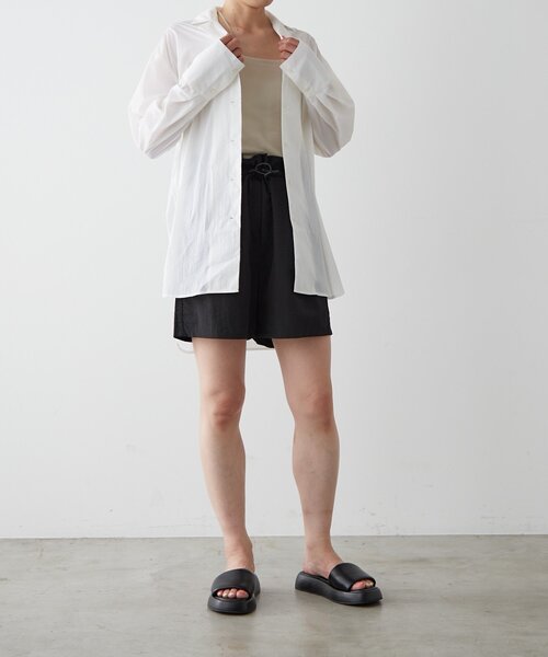 earthy（アーシー）の「【撥水/UVカット】シアーナイロンオーバーシャツ（シャツ/ブラウス・レディース・ブラック/オフホワイト・FREE）」の7枚目の写真