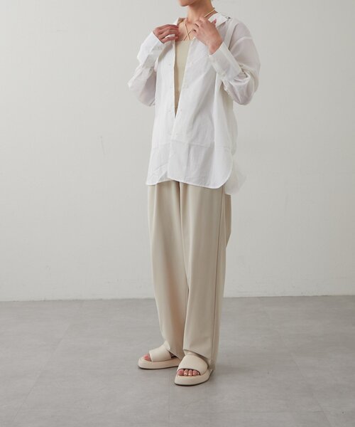 earthy（アーシー）の「【撥水/UVカット】シアーナイロンオーバーシャツ（シャツ/ブラウス・レディース・ブラック/オフホワイト・FREE）」の12枚目の写真