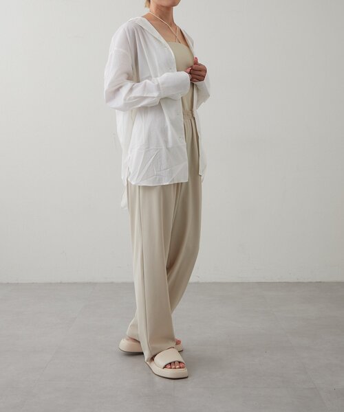 earthy（アーシー）の「【撥水/UVカット】シアーナイロンオーバーシャツ（シャツ/ブラウス・レディース・ブラック/オフホワイト・FREE）」の14枚目の写真