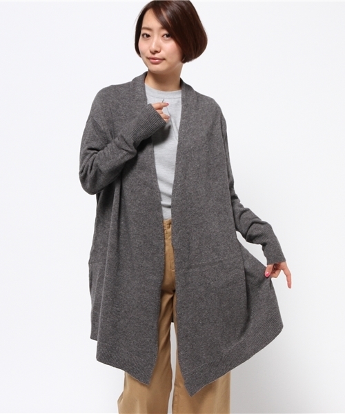 mizuiroind（ミズイロインド）の「ドレープロングカーディガン（カーディガン/ボレロ・レディース・ブラック/グレイッシュベージュ/ライトグレー/チャコールグレー/グレー/ネイビー・FREE）」の2枚目の写真