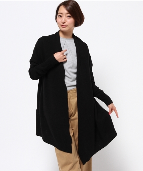 mizuiroind（ミズイロインド）の「ドレープロングカーディガン（カーディガン/ボレロ・レディース・ブラック/グレイッシュベージュ/ライトグレー/チャコールグレー/グレー/ネイビー・FREE）」の3枚目の写真